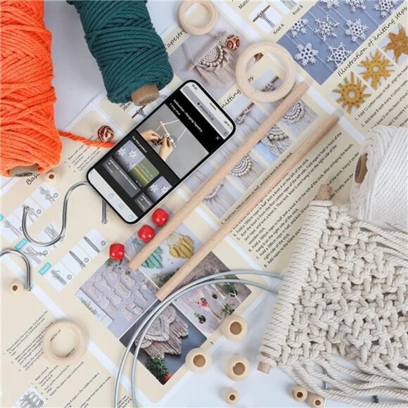 Macrame Kits for Adults Beginners, DIY Macrame Plant Hanger Kit Macrame Supplies - Picture 3 of 14